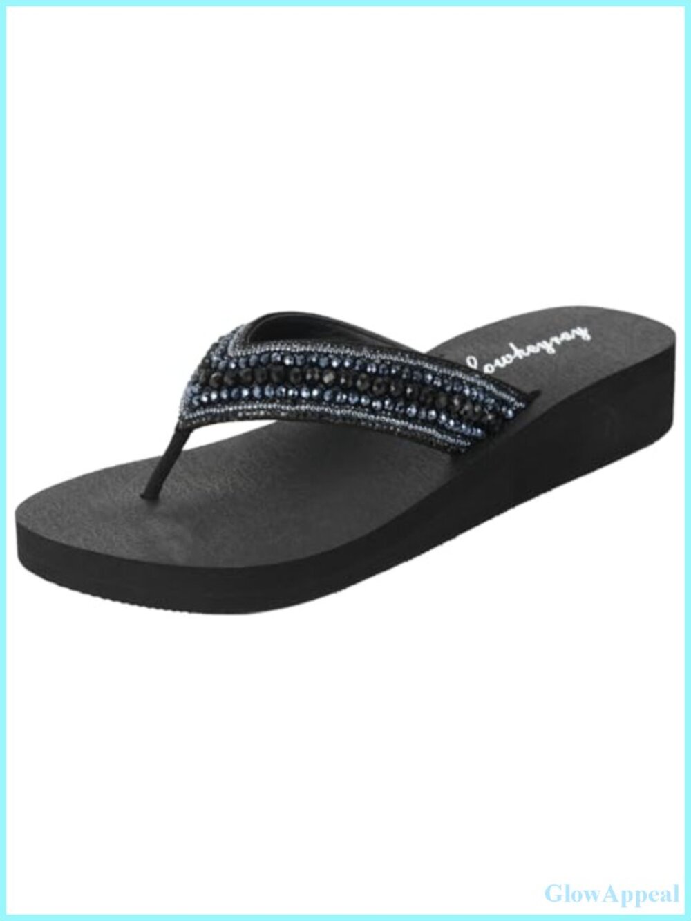 Rhinestone Platform Flip Flops Yoga Foam Wedge Sandals for Women